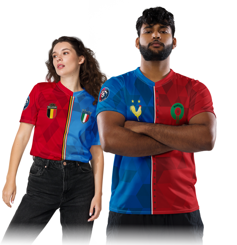 Personnes portant un maillot double nationnalité Dual Nation Belgique - Italie / France - Maroc