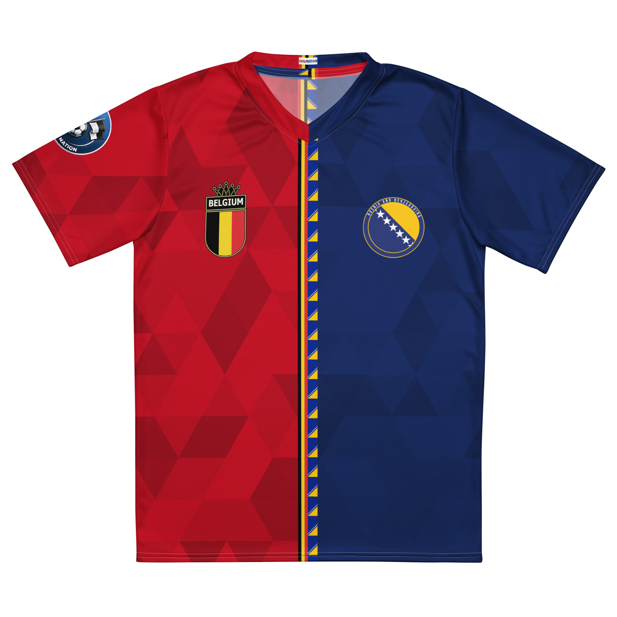 vue de face maillot football double nationalité Dual Nation Belgique Bosnie