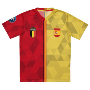 vue de face maillot football double nationalité Dual Nation Belgique Espagne