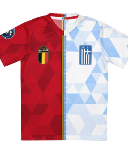 vue de face maillot football double nationalité Dual Nation Belgique Grece