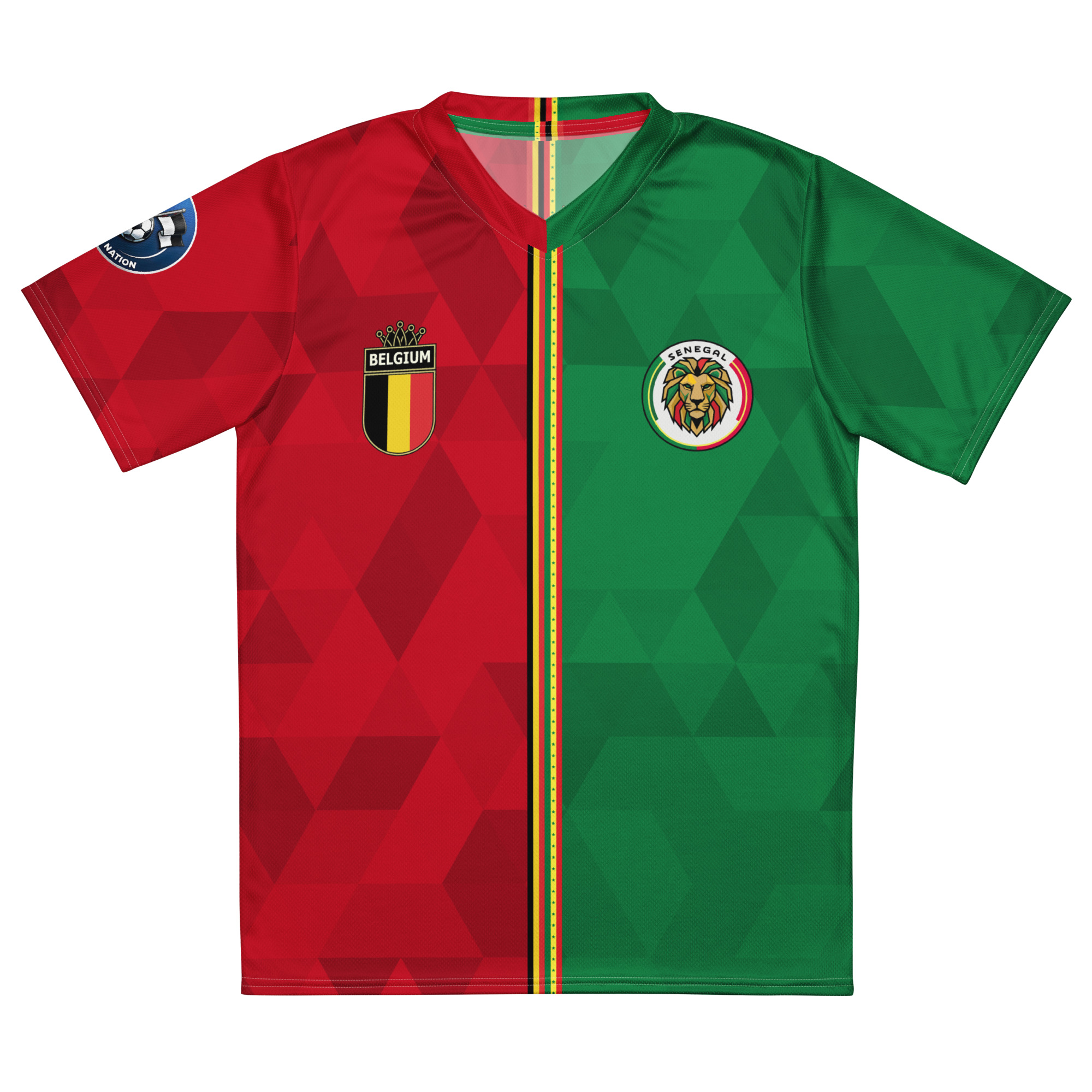 vue de face maillot football double nationalité Dual Nation Belgique Senegal
