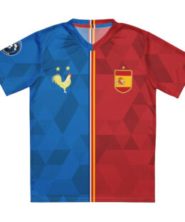 vue de face maillot football double nationalité Dual Nation France Espagne