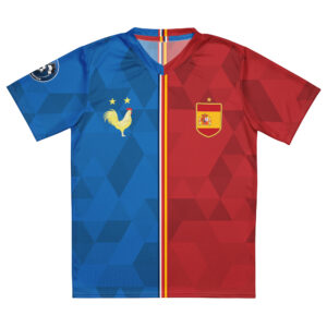 vue de face maillot football double nationalité Dual Nation France Espagne