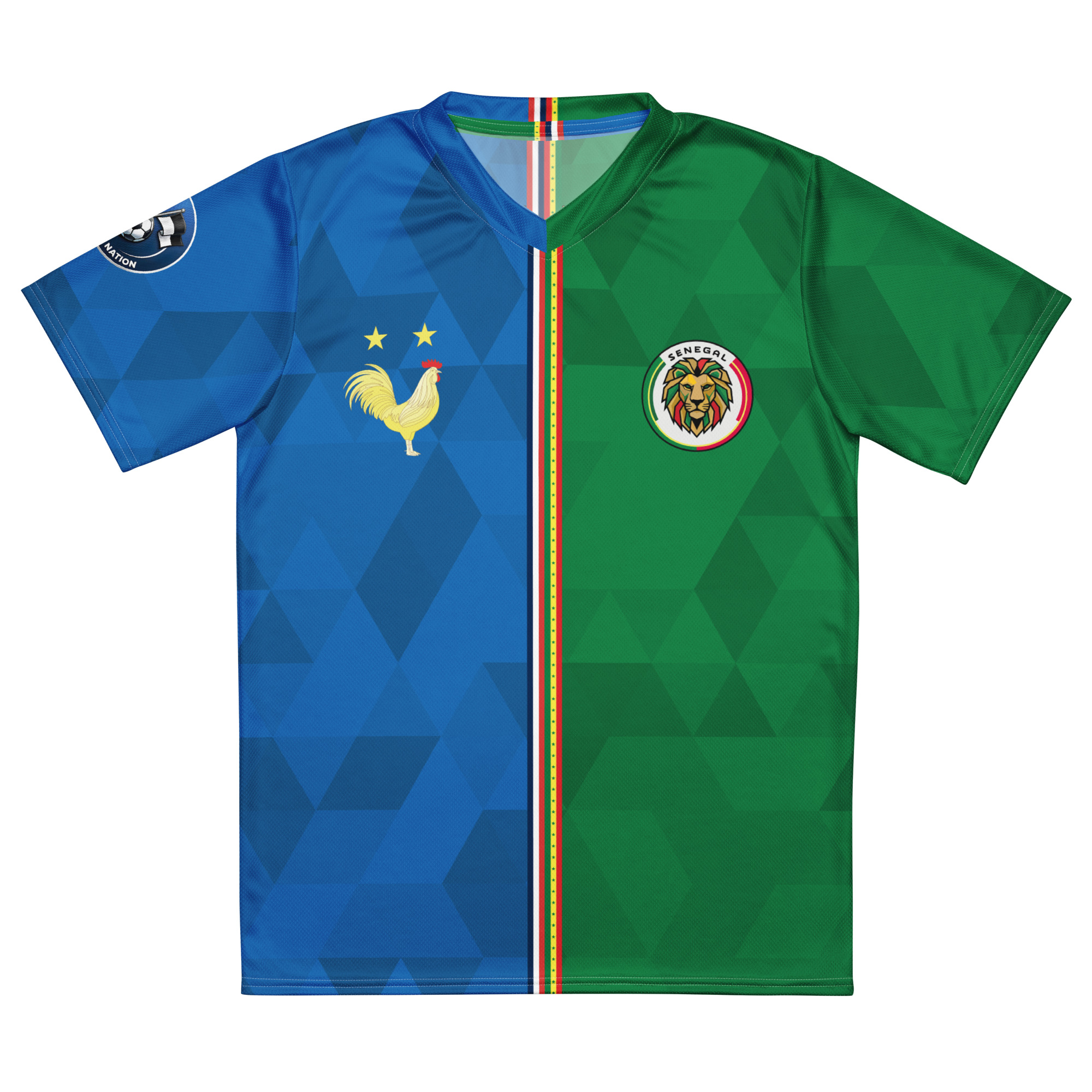 vue de face maillot football double nationalité Dual Nation France Senegal