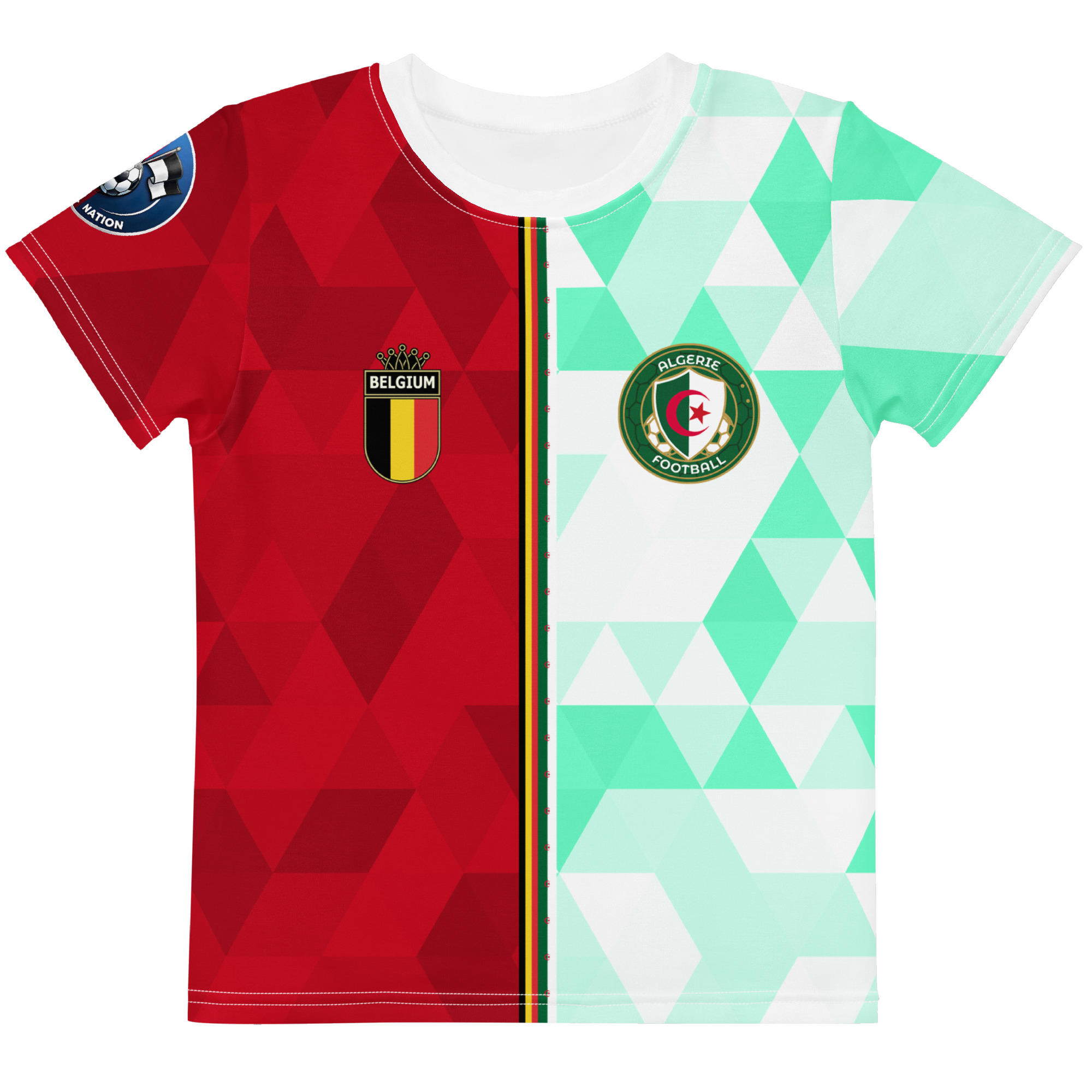 vue de face tshirt football double nationalité Dual Nation Belgique Algerie