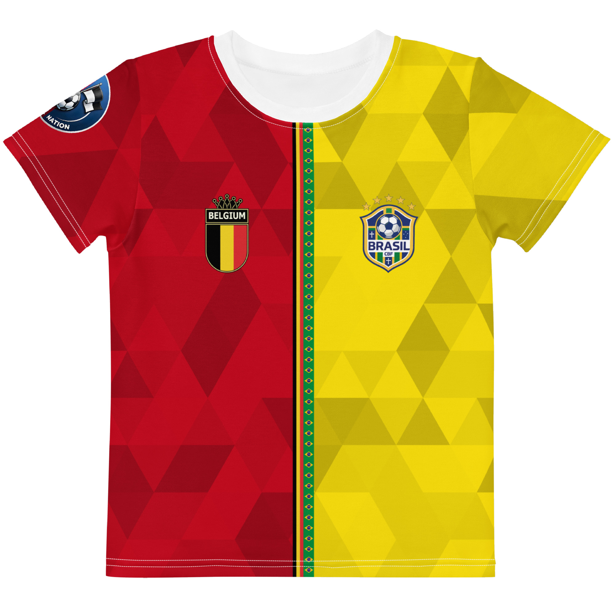 vue de face tshirt football double nationalité Dual Nation Belgique Bresil