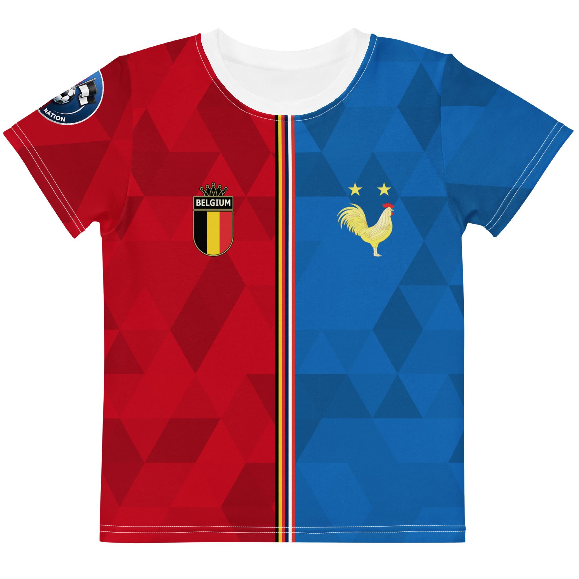 vue de face tshirt football double nationalité Dual Nation Belgique France