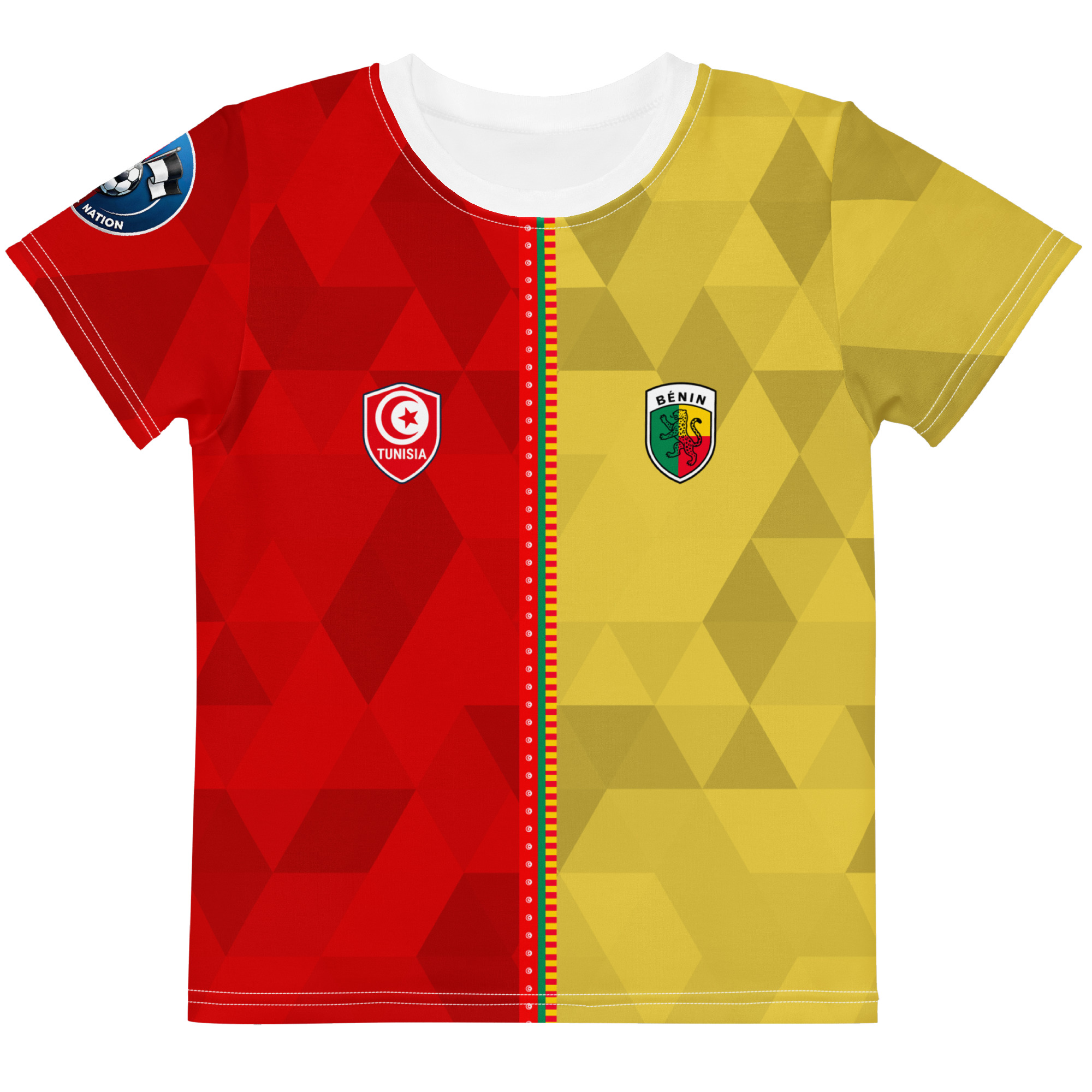 T-Shirt Tunisie Bénin vue de face tshirt football double nationalité Dual Nation Tunisie Bénin