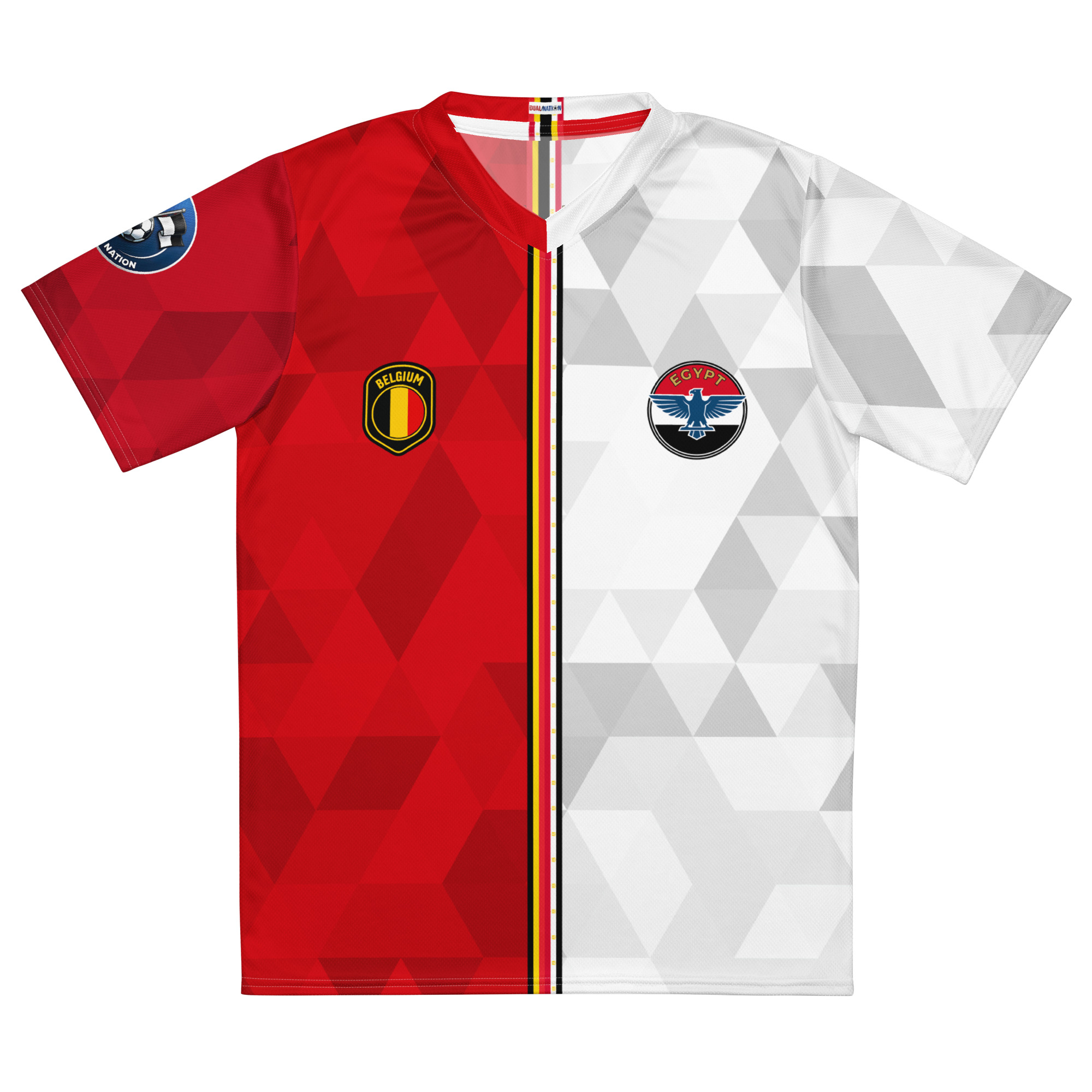 maillot-belgique-egypte-double-nationalite-face vue de face maillot football double nationalité Dual Nation Belgique Egypte
