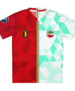 vue de face maillot football double nationalité Dual Nation Belgique Iran
