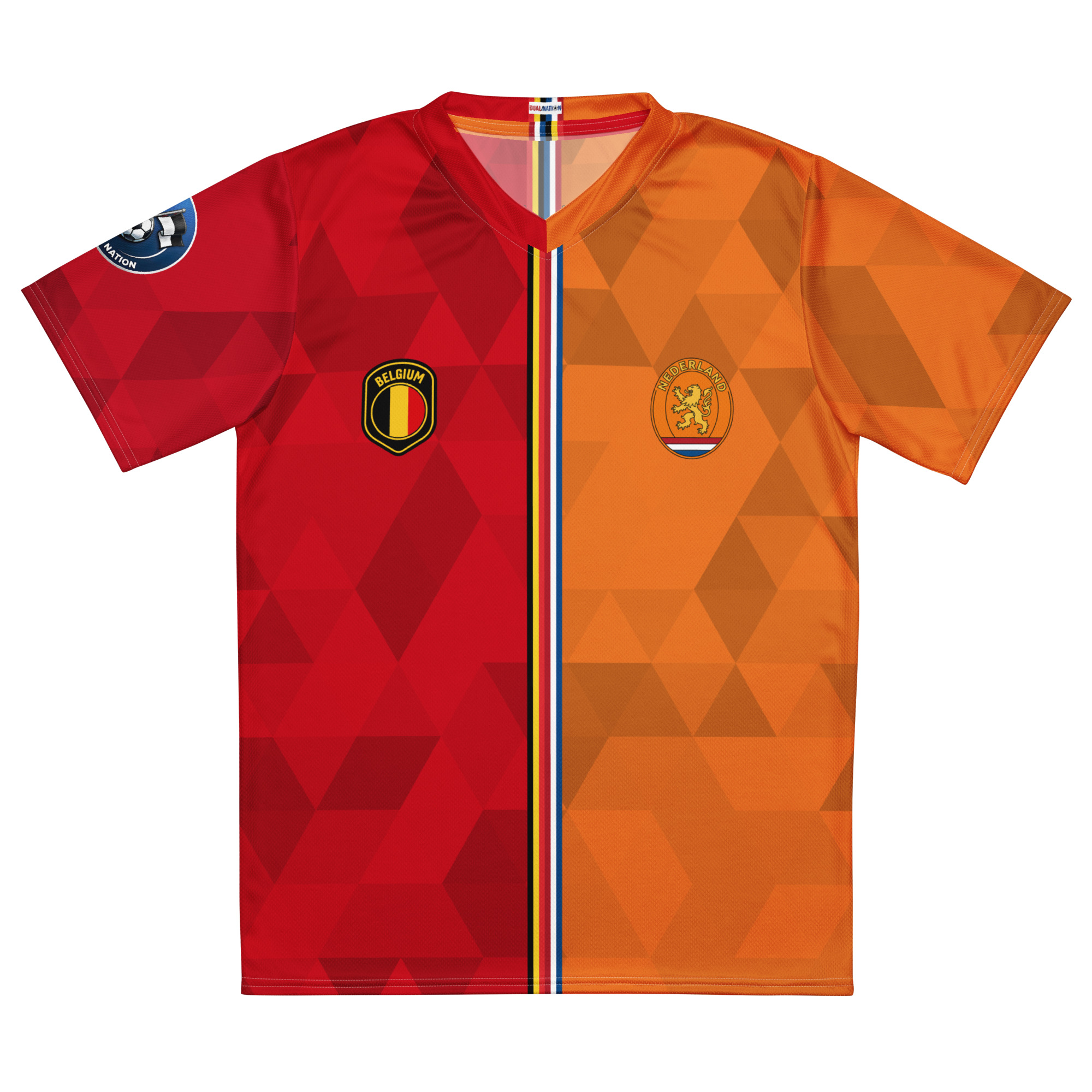 vue de face maillot football double nationalité Dual Nation Belgique Pays-Bas