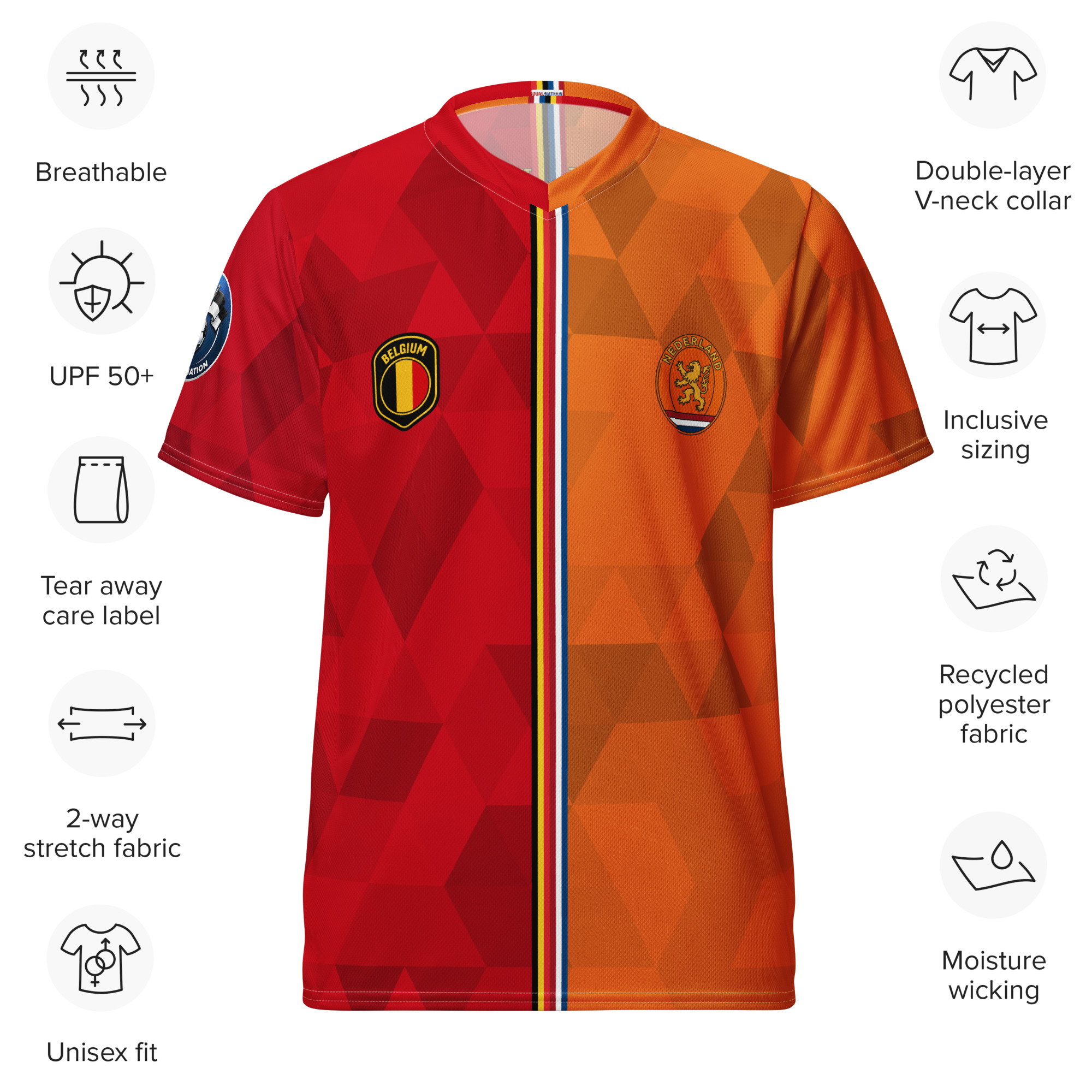 Maillot Belgique Pays-Bas Specs spécificités maillot football double nationalité Dual Nation Belgique Pays-Bas