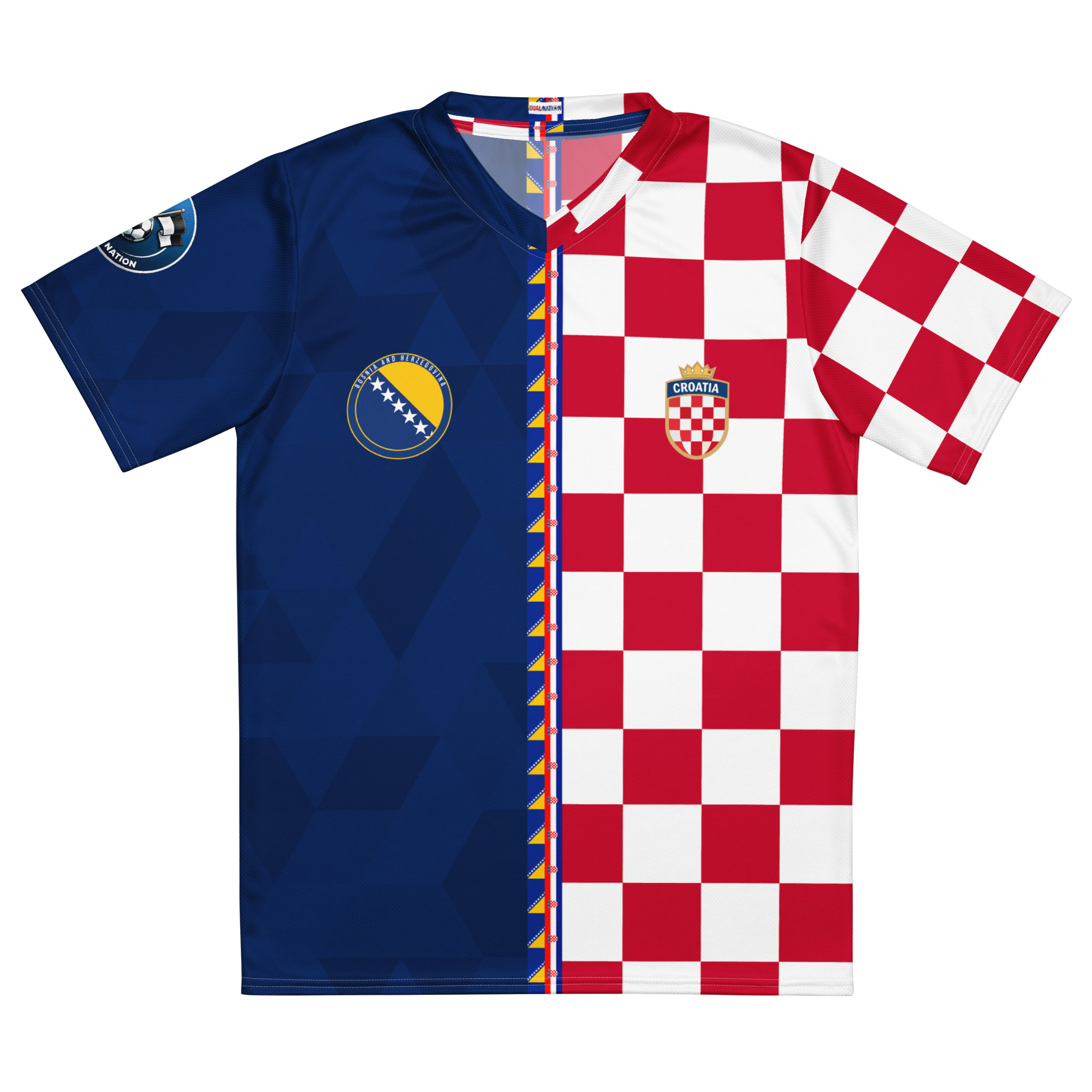 maillot-bosnie-croatie-double-nationalite-face vue de face maillot football double nationalité Dual Nation Bosnie Croatie