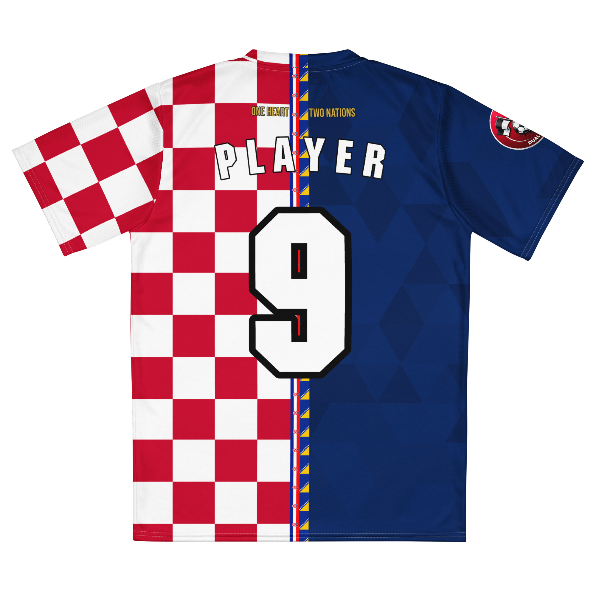 maillot-bosnie-croatie-double-nationalite-personnalise vue arrière maillot football double nationalité Dual Nation personnalisé Bosnie Croatie