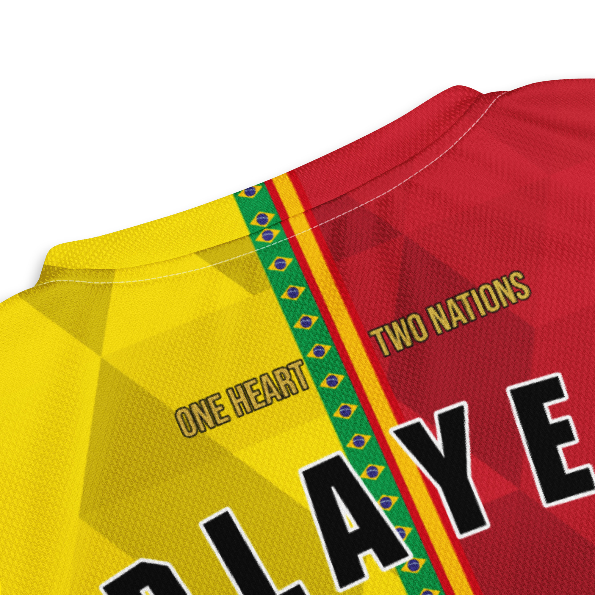 Maillot Espagne Brésil Col Dos détail col dos maillot football double nationalité Dual Nation Espagne Bresil