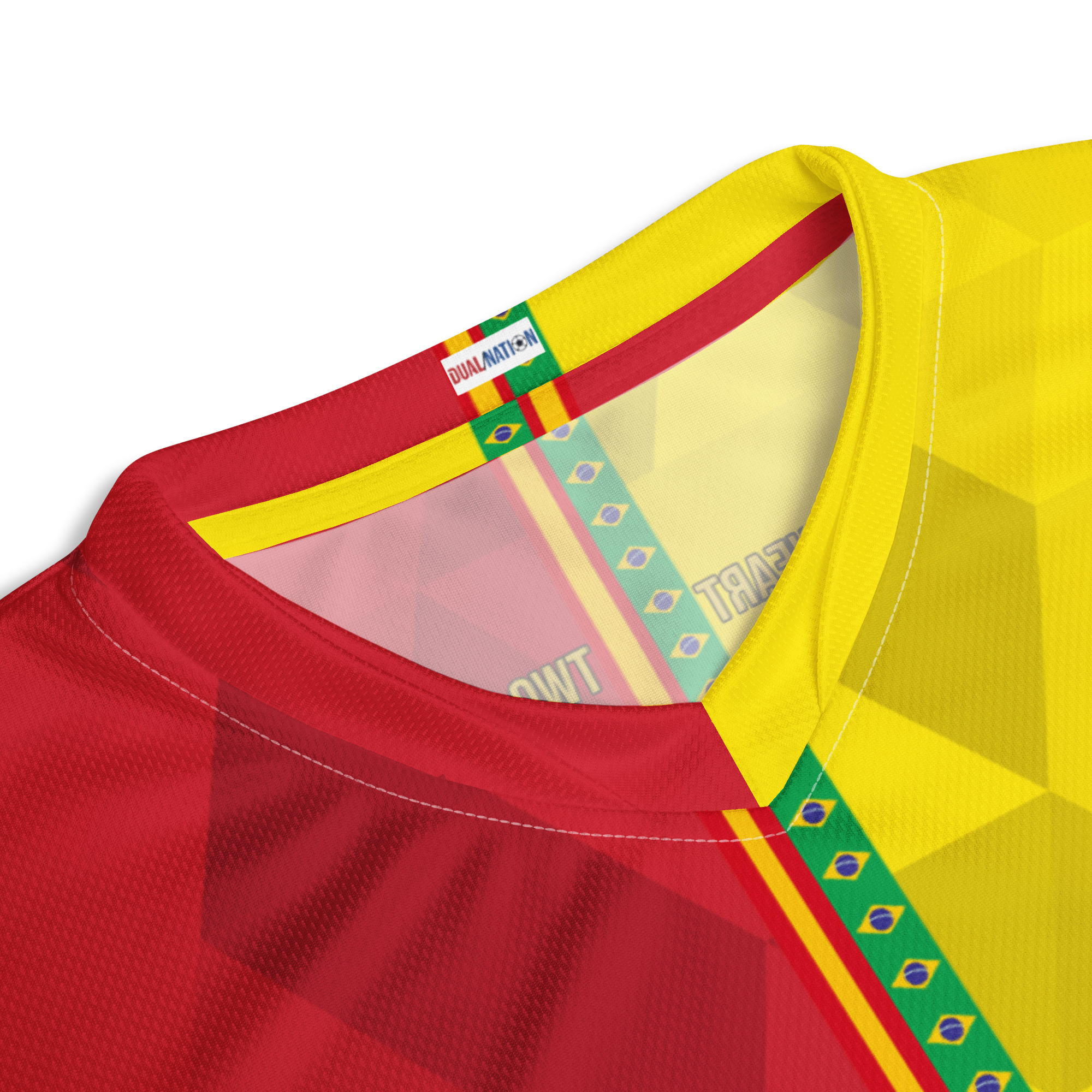 Maillot Espagne Brésil Col détail col maillot football double nationalité Dual Nation Espagne Bresil