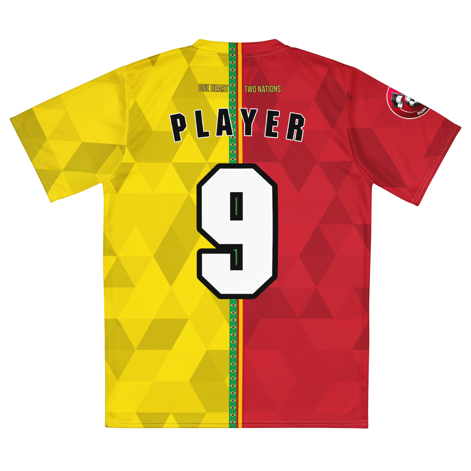 Maillot Espagne Brésil Dos vue arrière maillot football double nationalité Dual Nation personnalisé Espagne Bresil