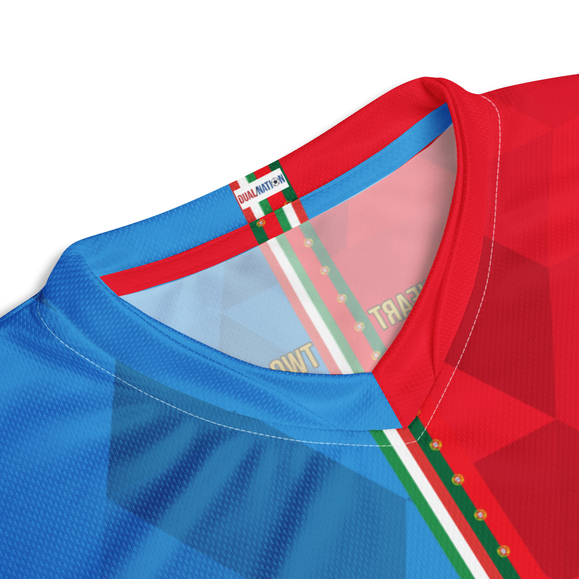 Maillot Italie Portugal Col détail col maillot football double nationalité Dual Nation Italie Portugal