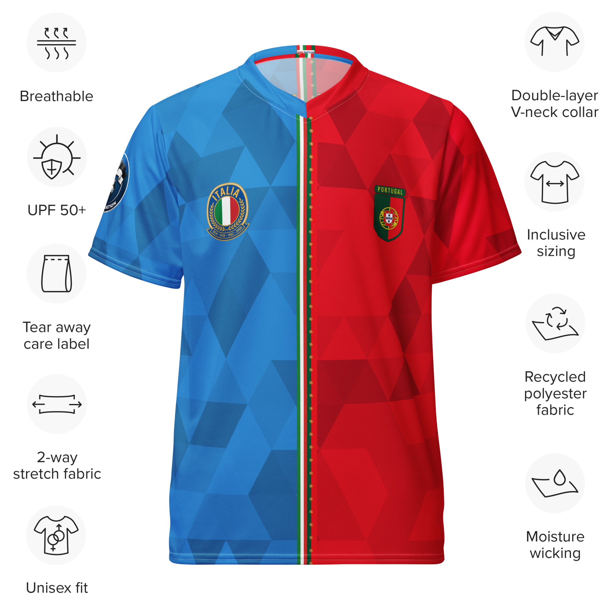 Maillot Italie Portugal Specs spécificités maillot football double nationalité Dual Nation Italie Portugal