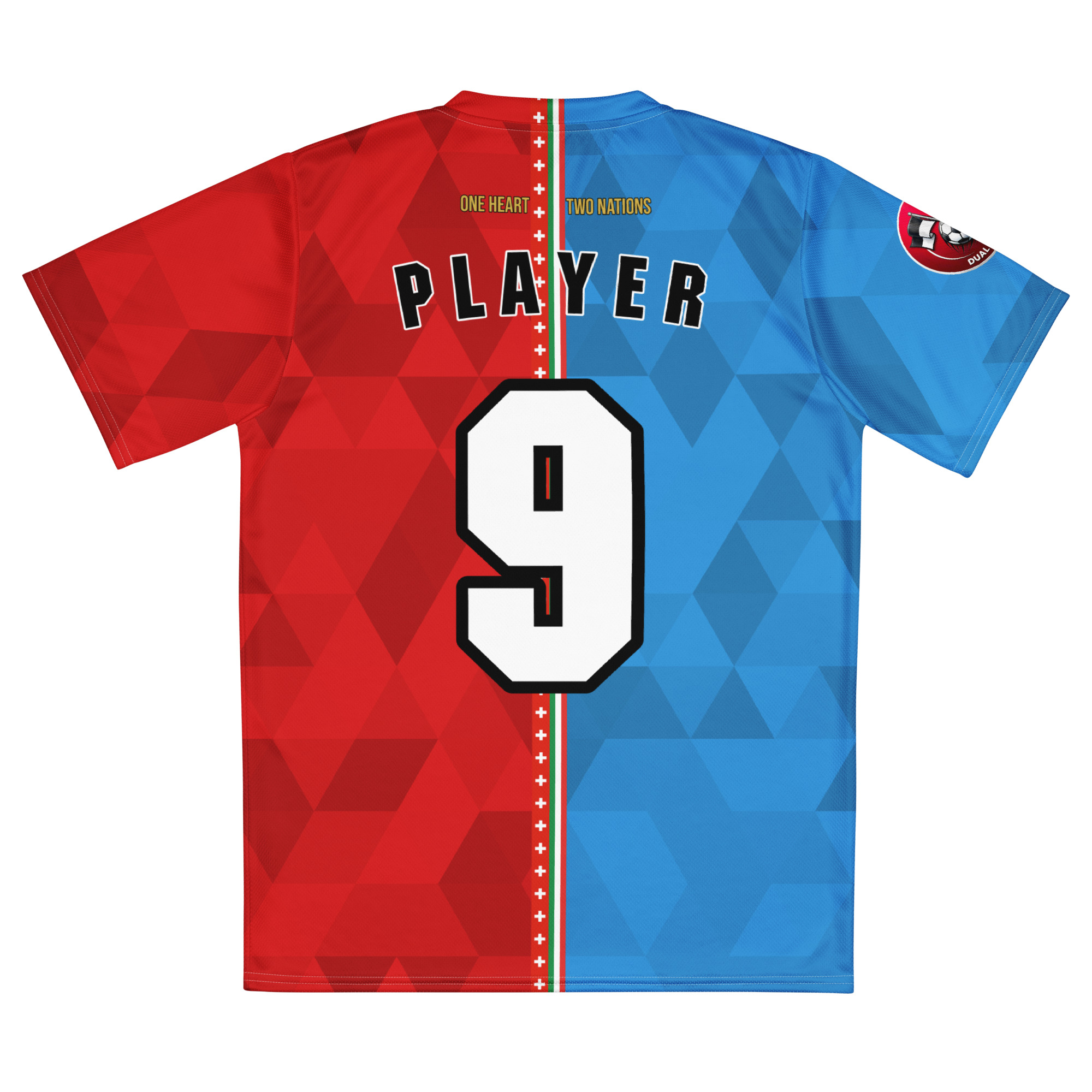maillot-italie-suisse-double-nationalite-personnalise vue arrière maillot football double nationalité Dual Nation personnalisé Italie Suisse