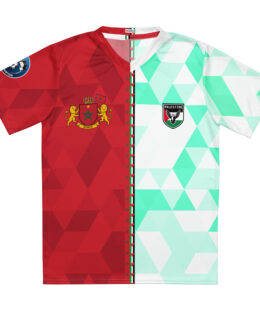 vue de face maillot football double nationalité Dual Nation Maroc Palestine