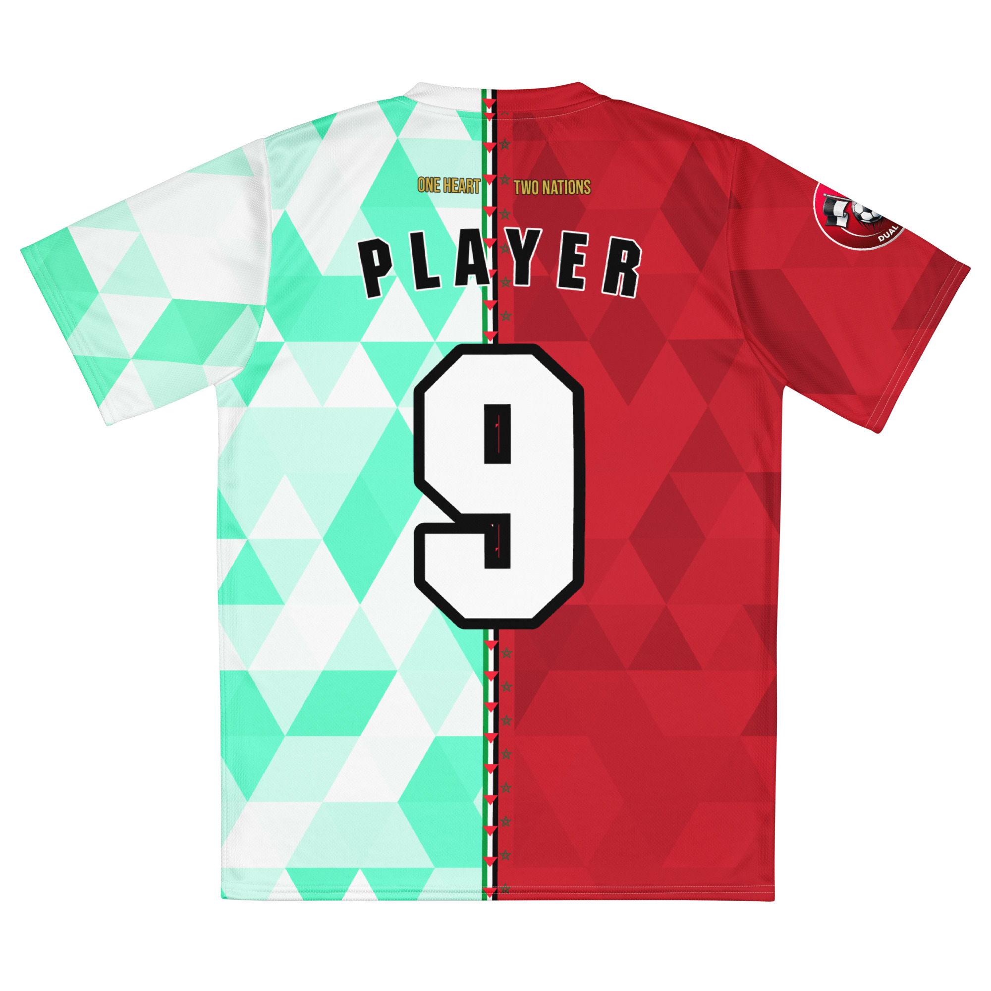 maillot-maroc-palestine-double-nationalite-personnalise vue arrière maillot football double nationalité Dual Nation personnalisé Maroc Palestine
