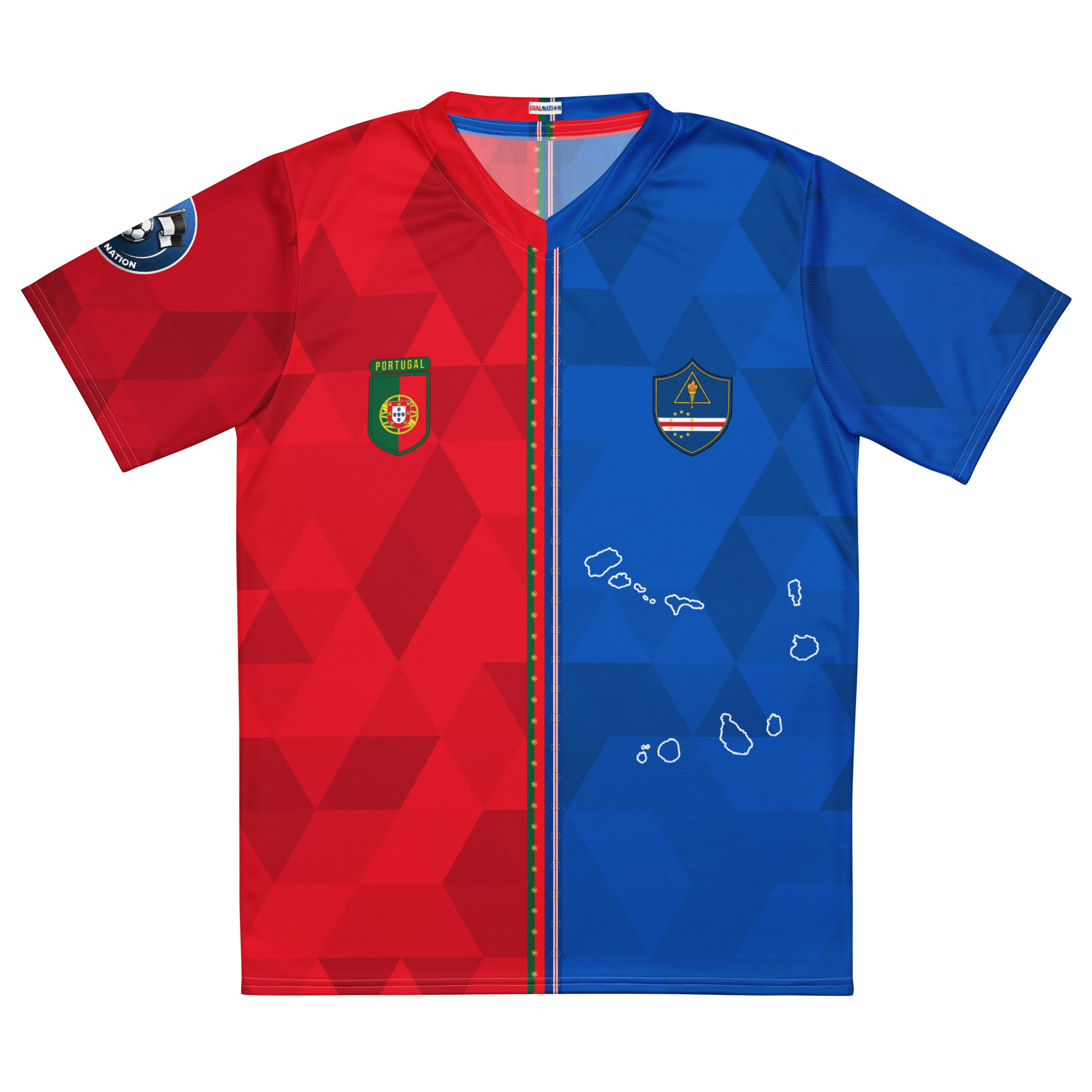maillot-portugal-cap-vert-double-nationalite-face vue de face maillot football double nationalité Dual Nation Portugal Cap-Vert