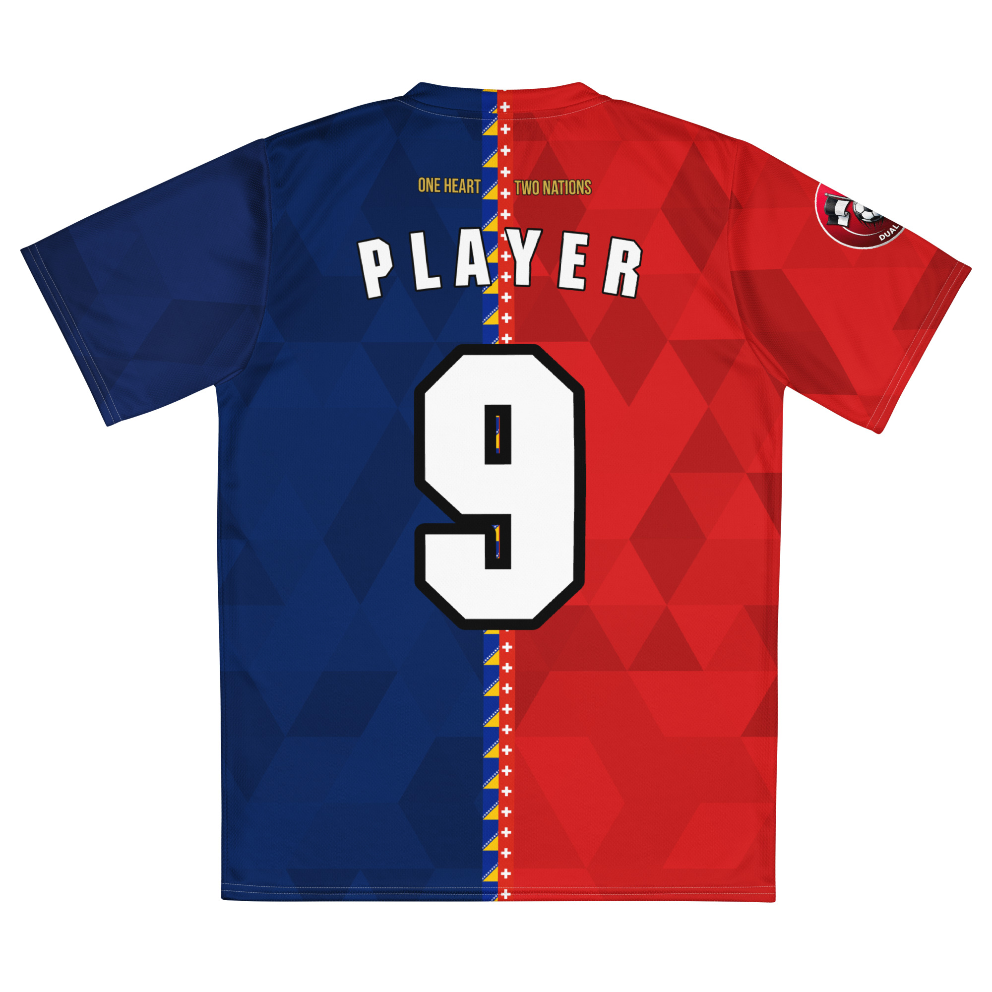 maillot-suisse-bosnie-double-nationalite-personnalise vue arrière maillot football double nationalité Dual Nation personnalisé Suisse Bosnie