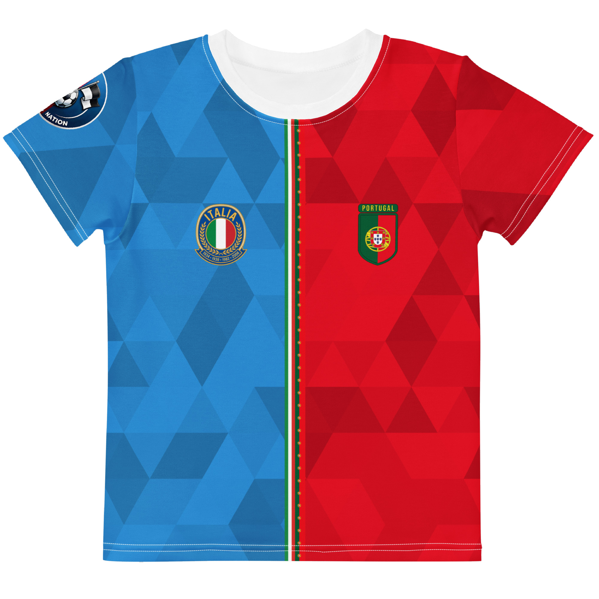 T-Shirt Italie Portugal vue de face tshirt football double nationalité Dual Nation Italie Portugal
