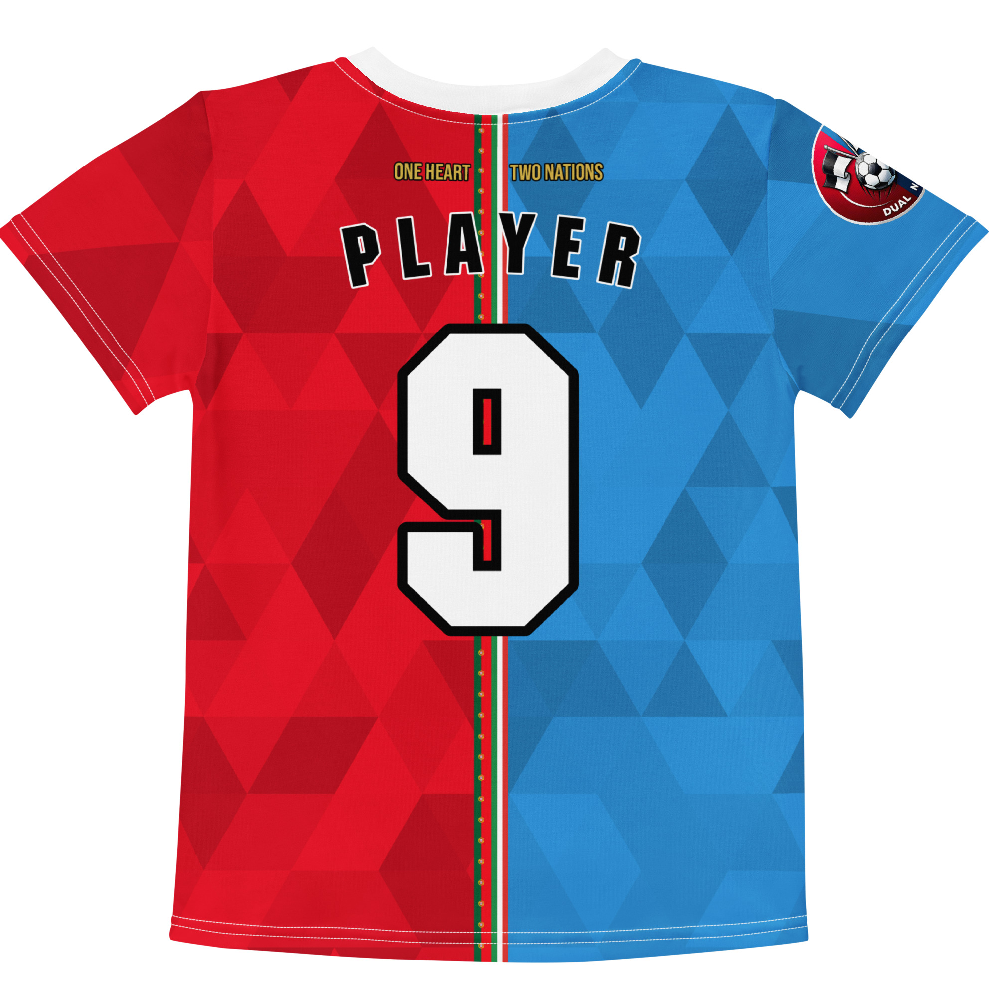 T-Shirt Italie Portugal Dos vue arrière tshirt football double nationalité Dual Nation personnalisé Italie Portugal