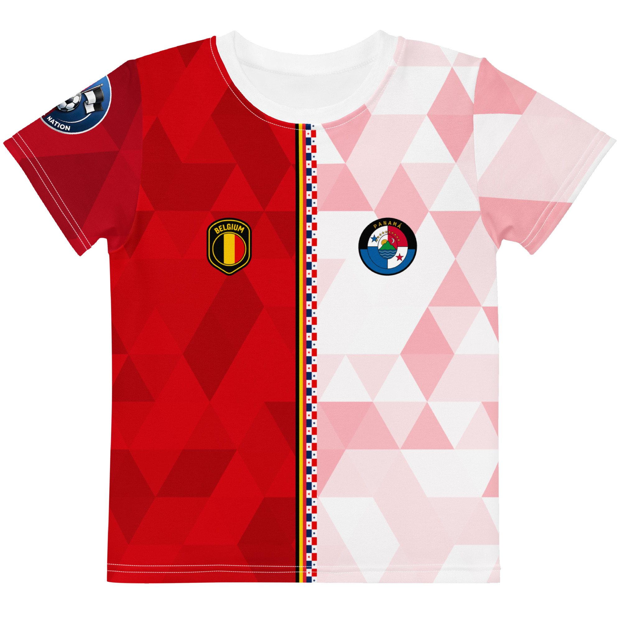 tshirt-belgique -panama-double-nationalite-face vue de face tshirt football double nationalité Dual Nation Belgique Panama