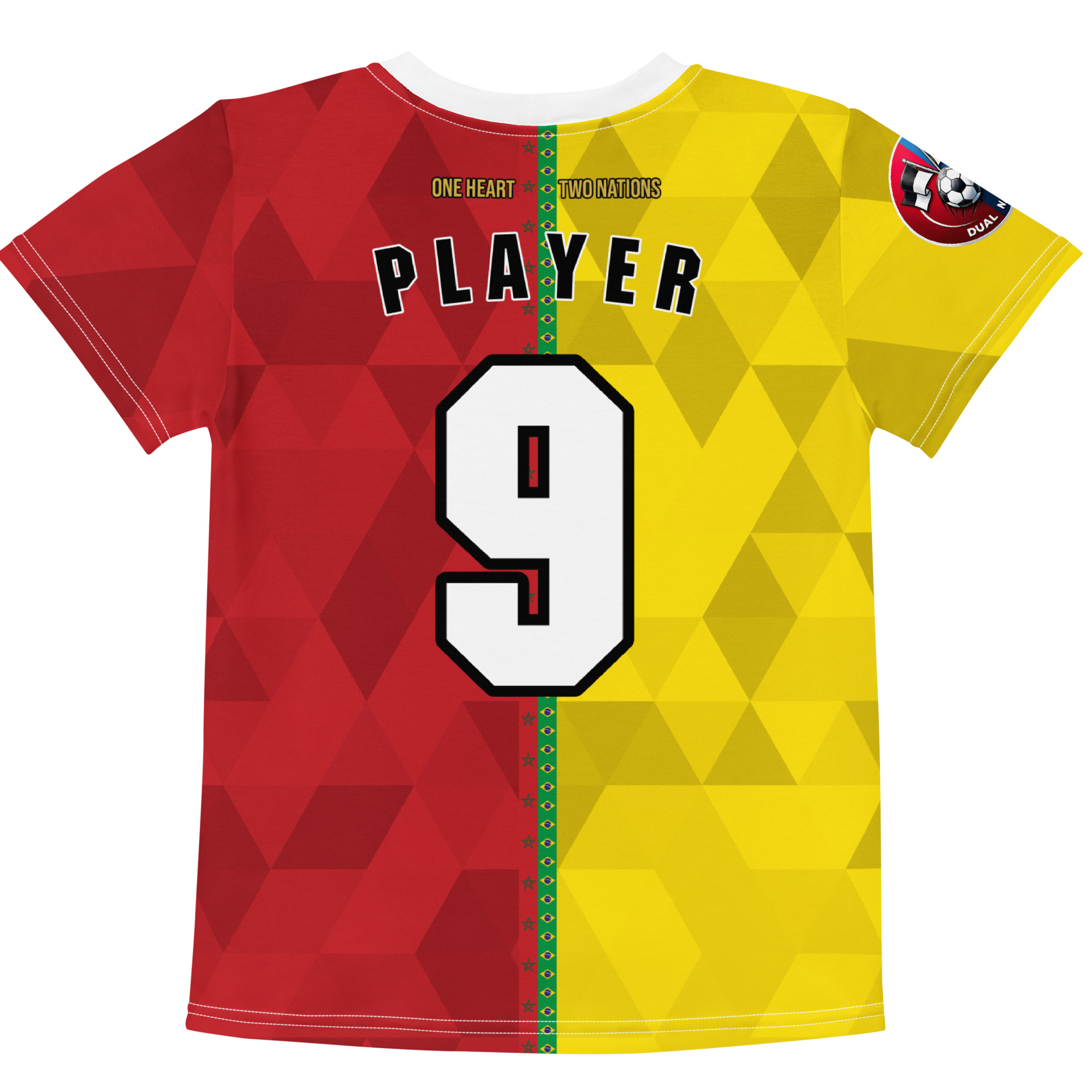 tshirt-bresil-maroc-double-nationalite-personnalise vue arrière tshirt football double nationalité Dual Nation personnalisé Bresil Maroc