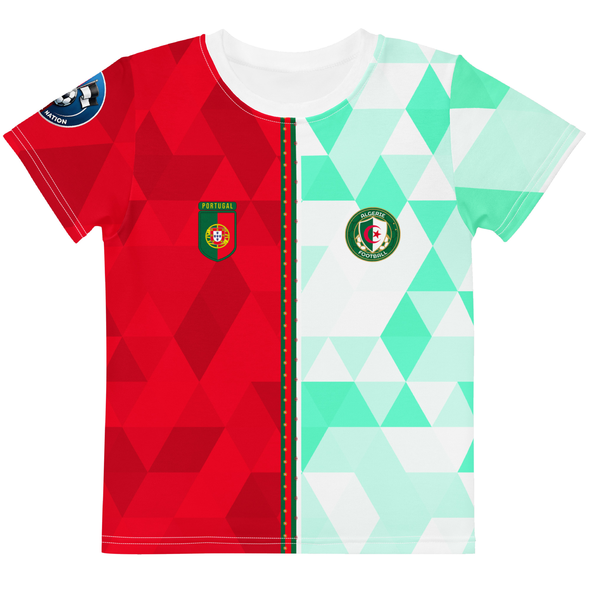 T-Shirt Portugal Algérie vue de face tshirt football double nationalité Dual Nation Portugal Algerie